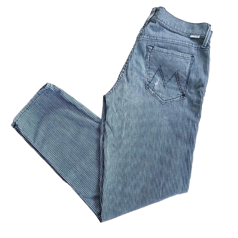 MOTHER Skinny Pinstriped Blue Jeans Sz 26